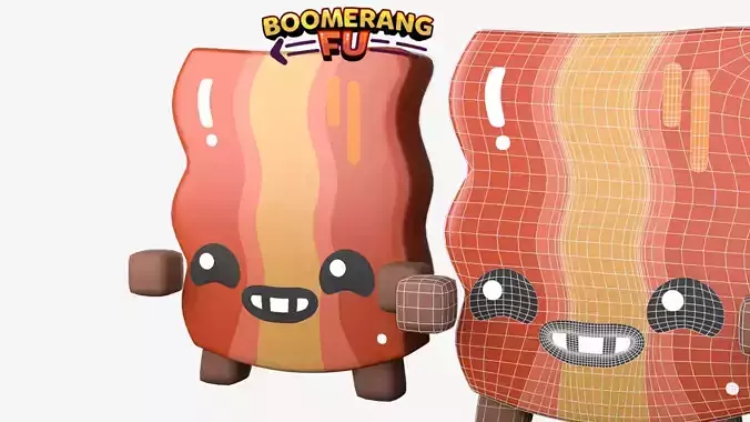 Bacon Boomerang fu Low-poly 3D model