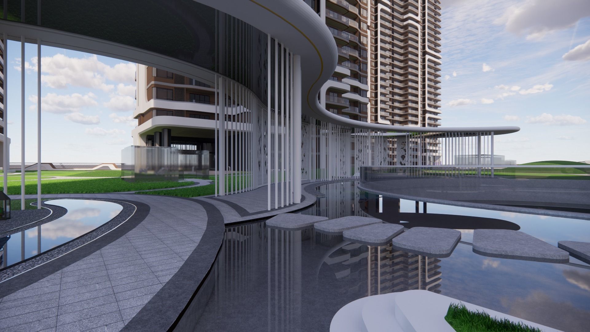 curvilinear aesthetics--High-rise residence  3D model_9