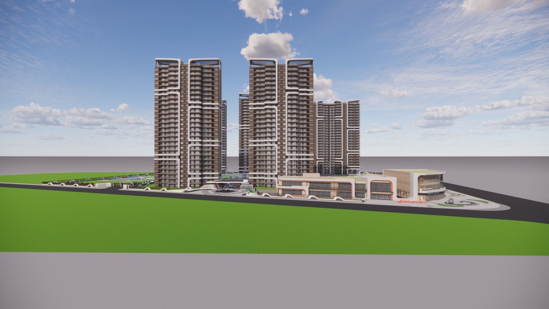 curvilinear aesthetics--High-rise residence  3D model_1