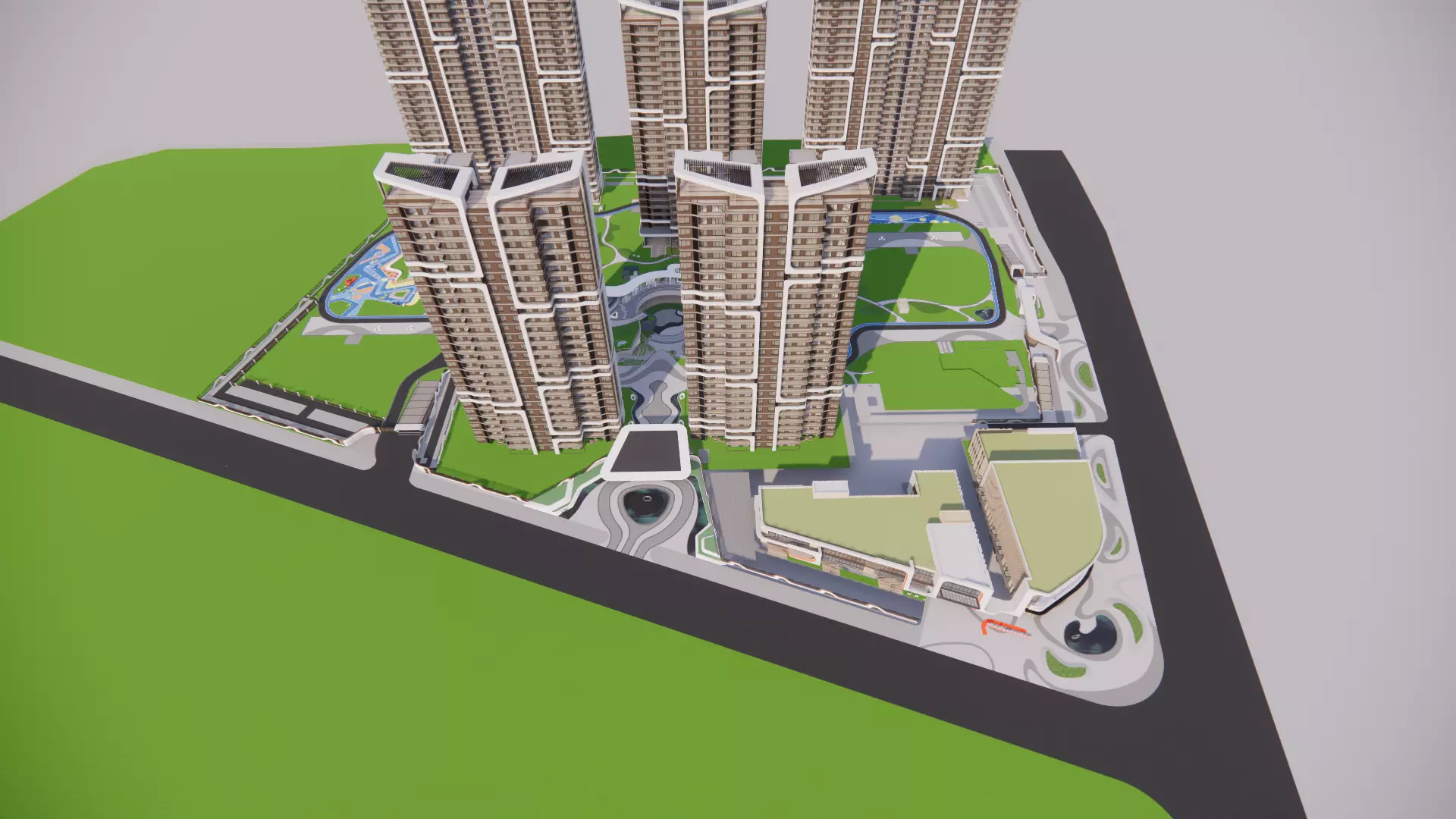 curvilinear aesthetics--High-rise residence  3D model_0