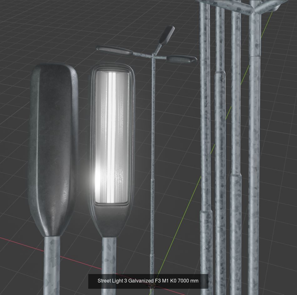 Street Light 3 Galvanized Package 3D Model Collection_3