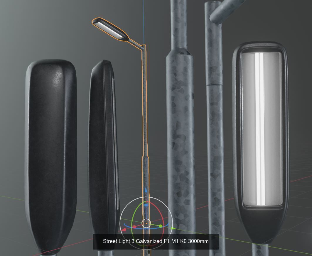 Street Light 3 Galvanized Package 3D Model Collection_5