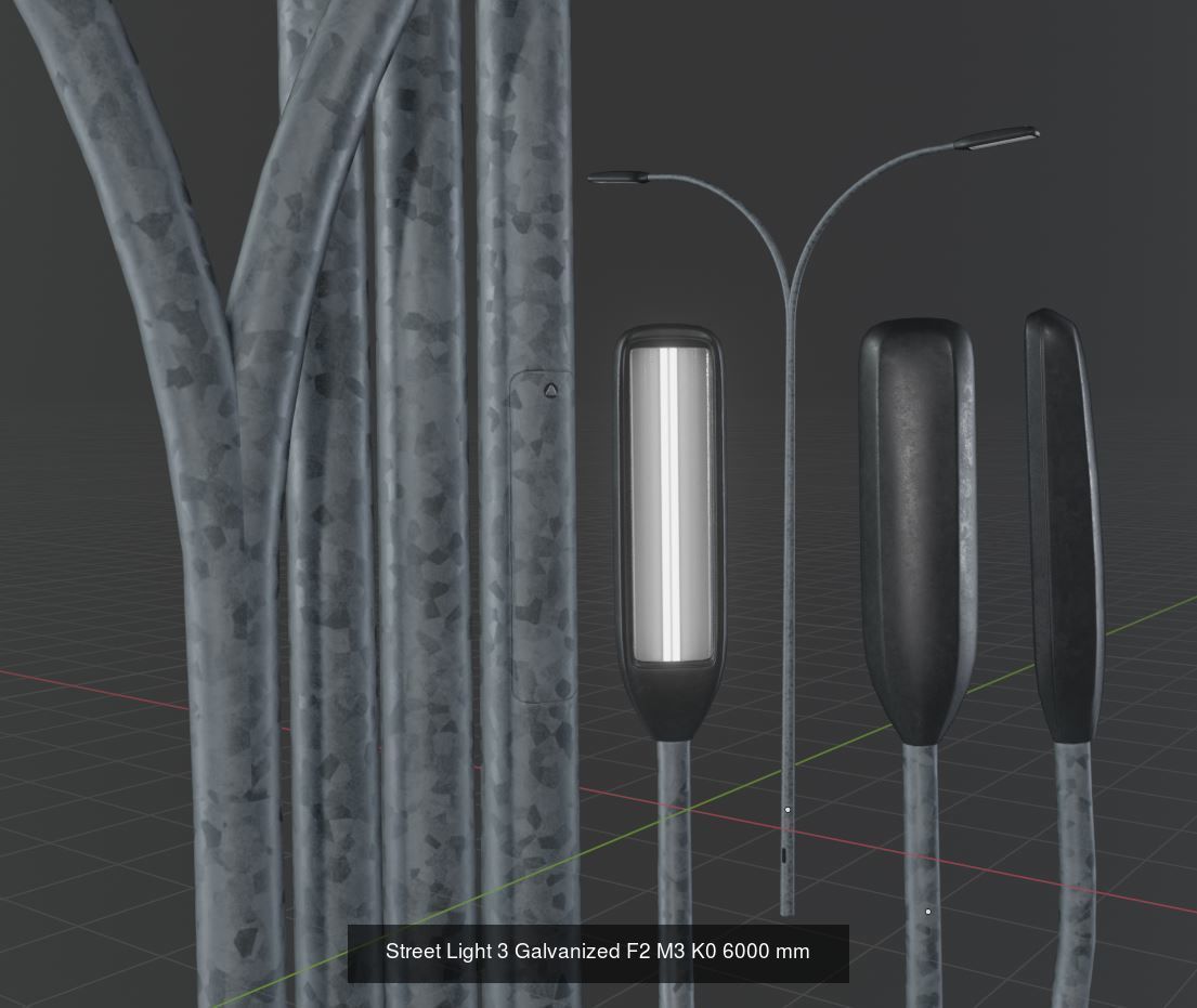 Street Light 3 Galvanized Package 3D Model Collection_11