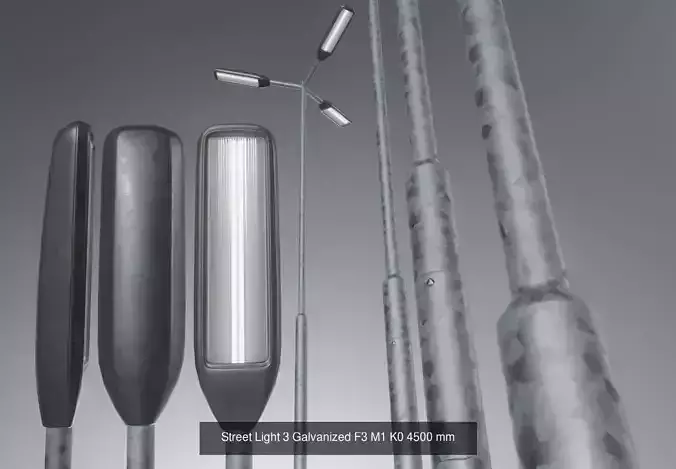 Street Light 3 Galvanized Package 3D Model Collection