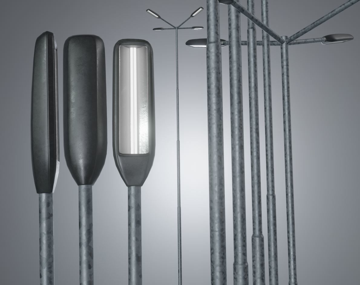 Street Light 3 Galvanized Package 3D Model Collection_4