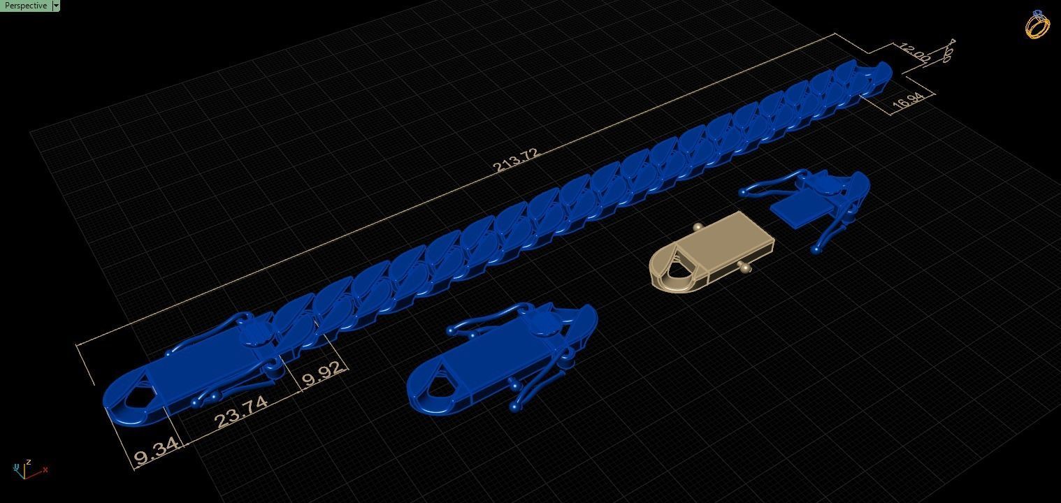 CUBAN LINK CHAIN AND LOCK BOX FOR BRACELETS OR NECKLACE 3D print model_1