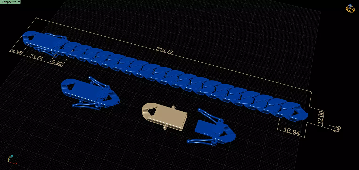 CUBAN LINK CHAIN AND LOCK BOX FOR BRACELETS OR NECKLACE 3D print model_0