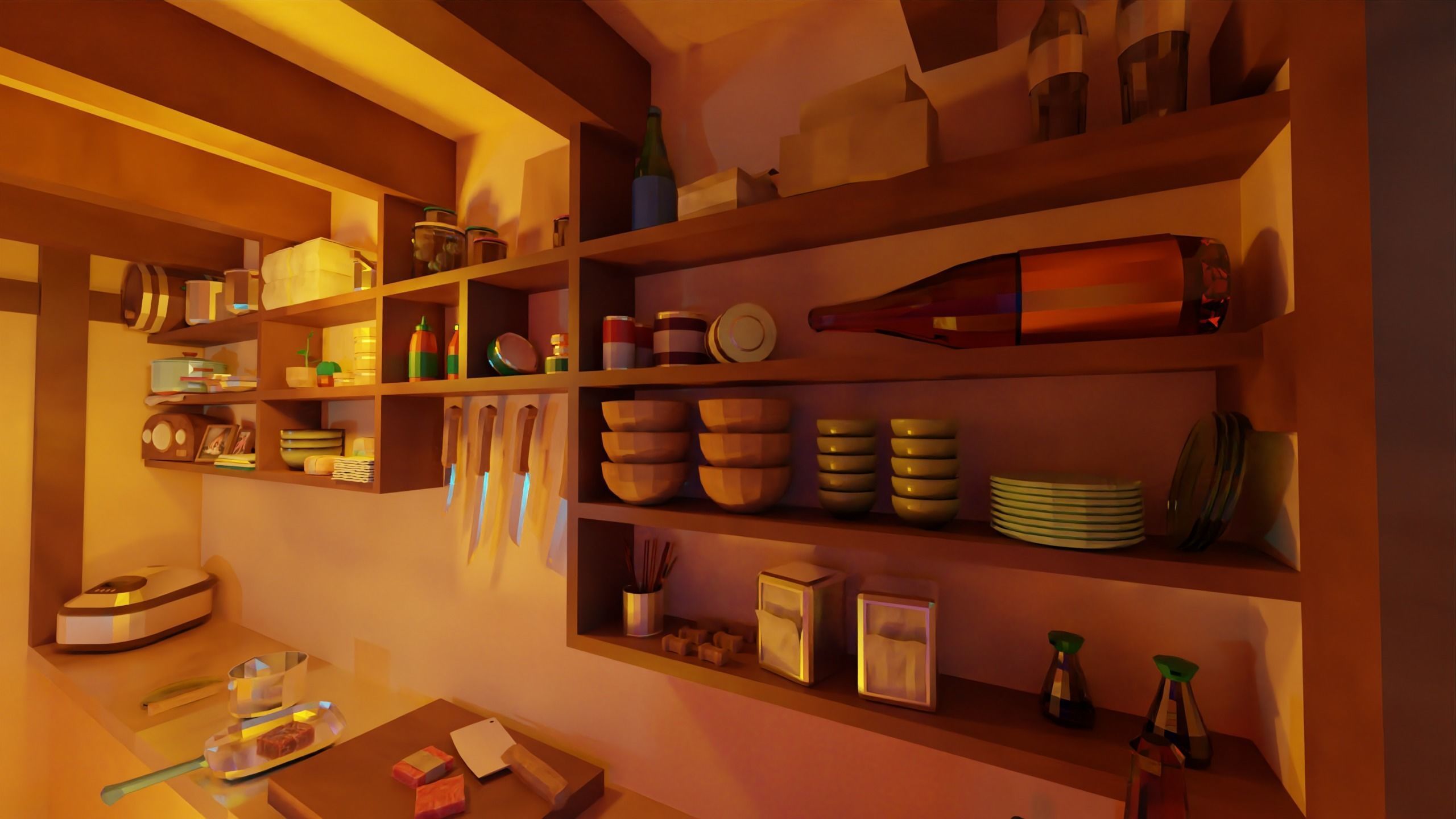 LowPoly Kitchen Objects Low-poly 3D model_4
