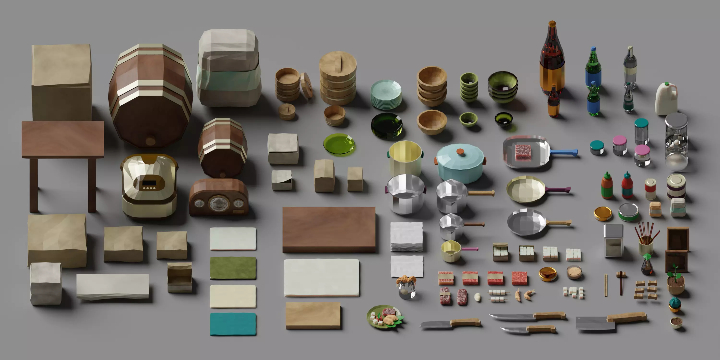 LowPoly Kitchen Objects Low-poly 3D model_0