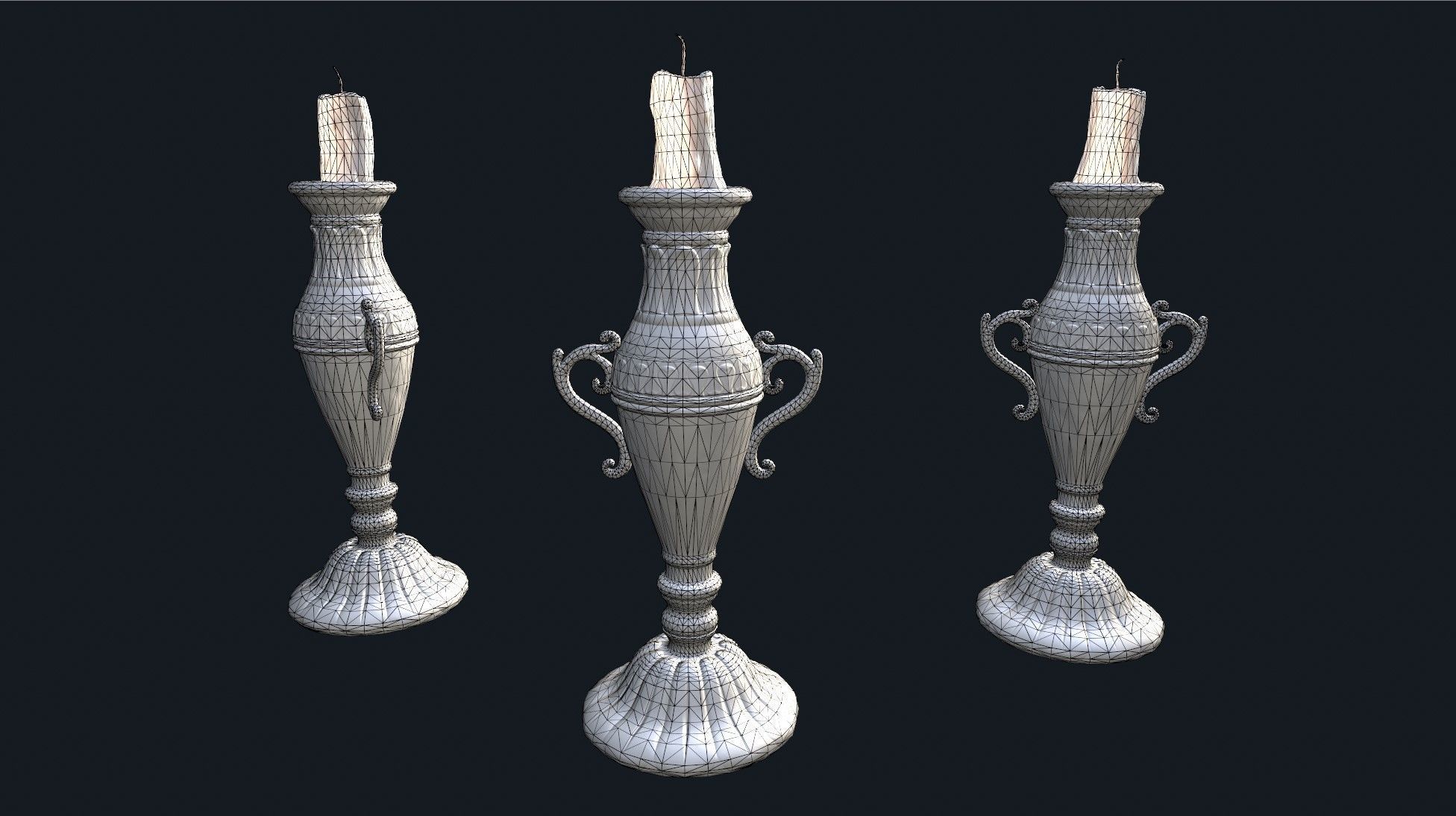 Medieval Candlestick 4 Low-poly 3D model_8