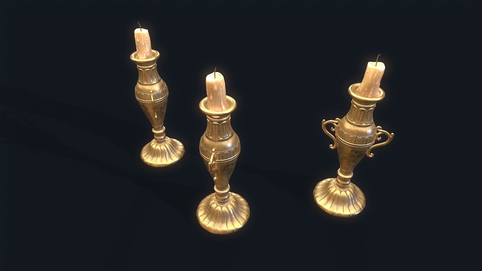 Medieval Candlestick 4 Low-poly 3D model_5