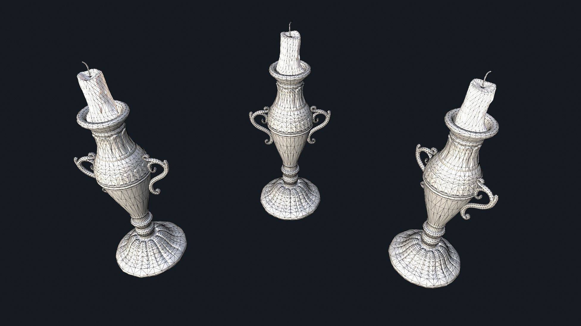 Medieval Candlestick 4 Low-poly 3D model_9