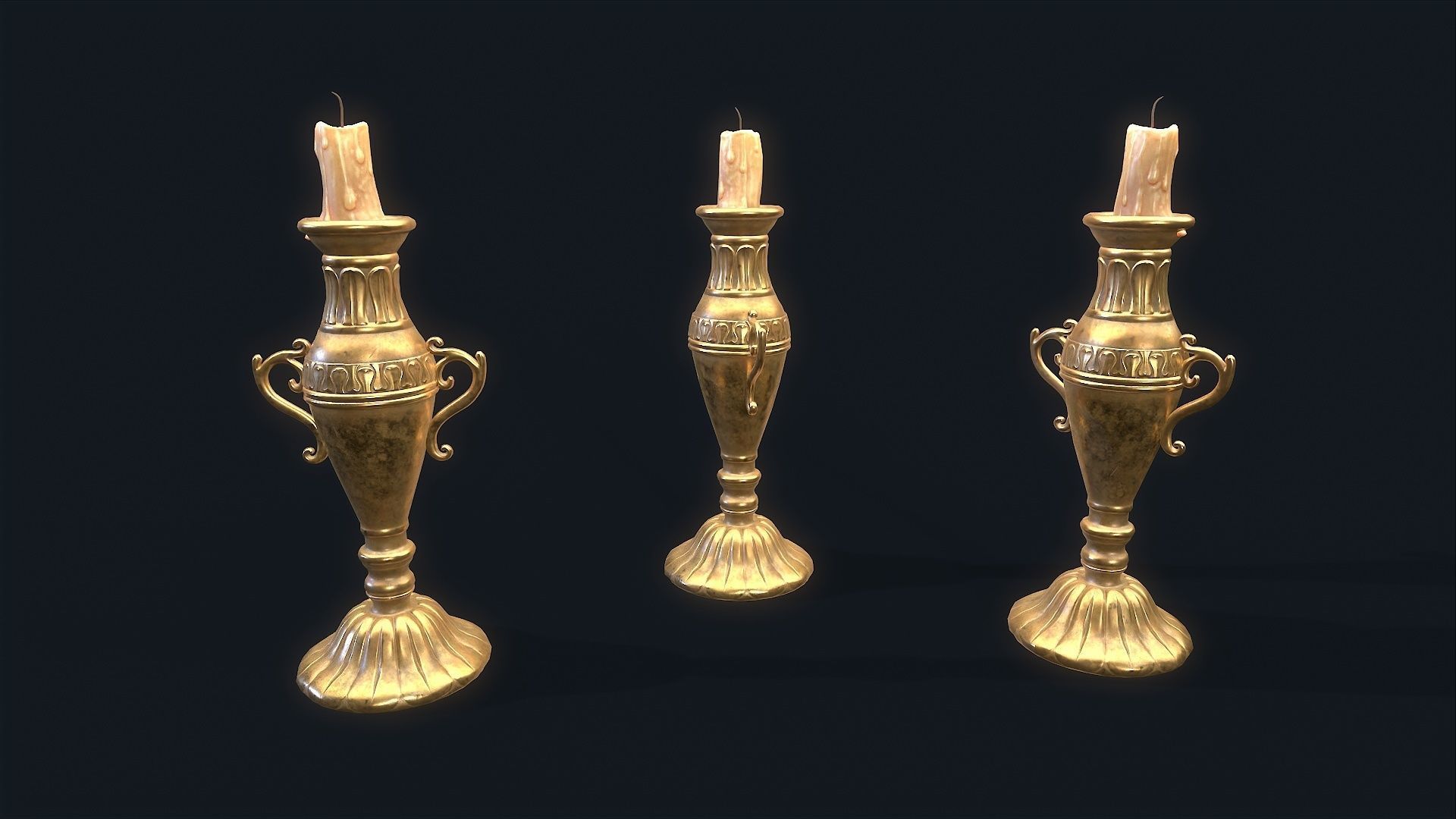 Medieval Candlestick 4 Low-poly 3D model_4