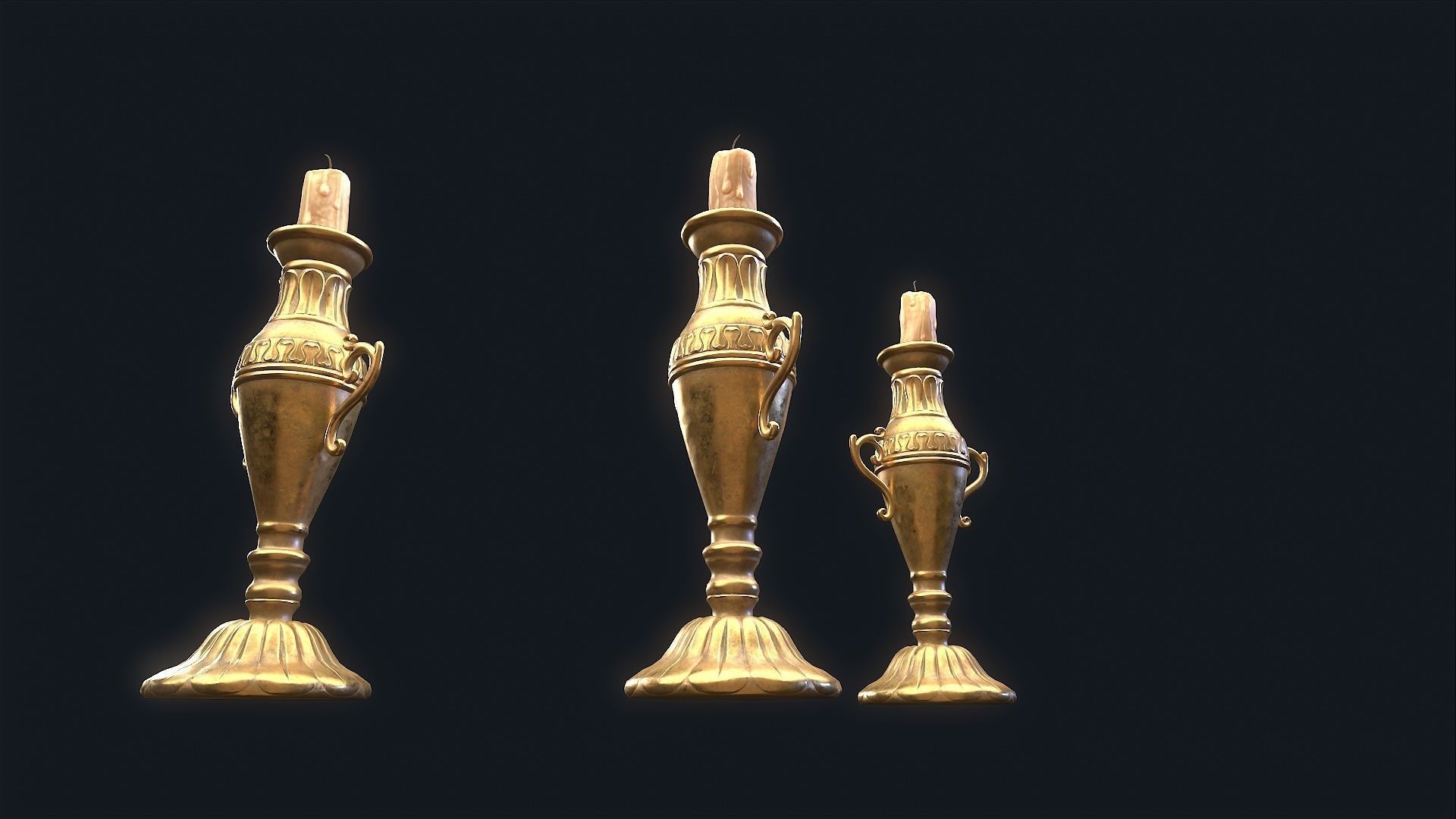 Medieval Candlestick 4 Low-poly 3D model_6