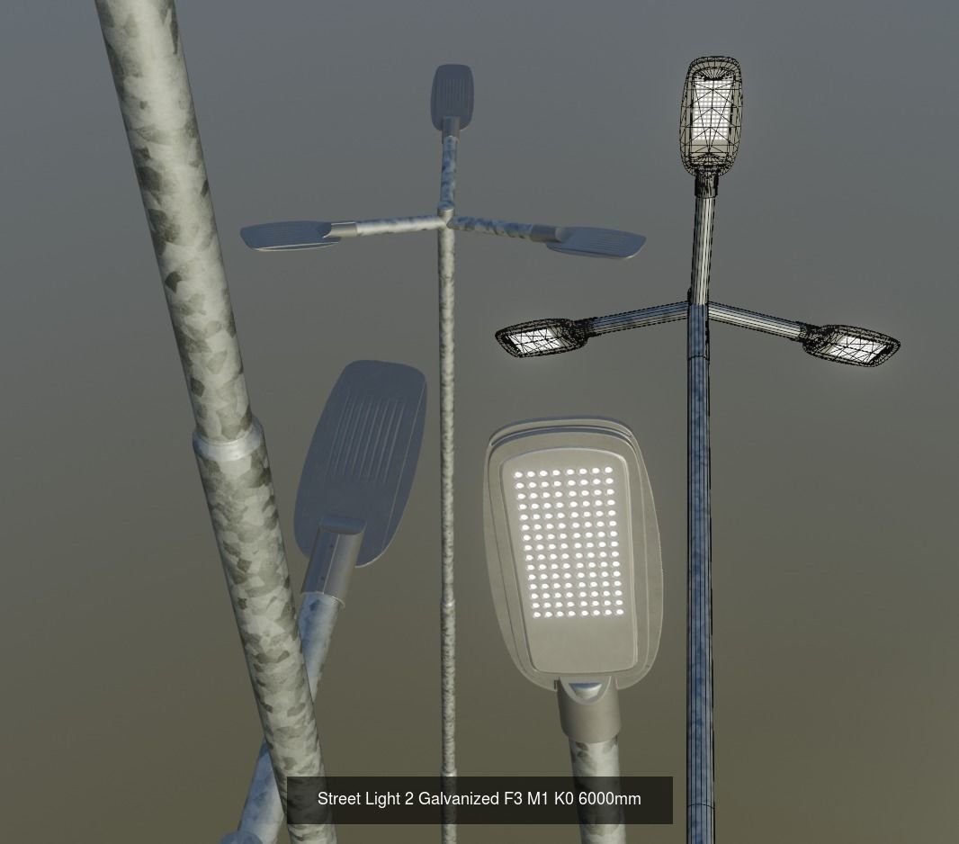 Street Light 1 2 3 Galvanized Package 3D Model Collection_145