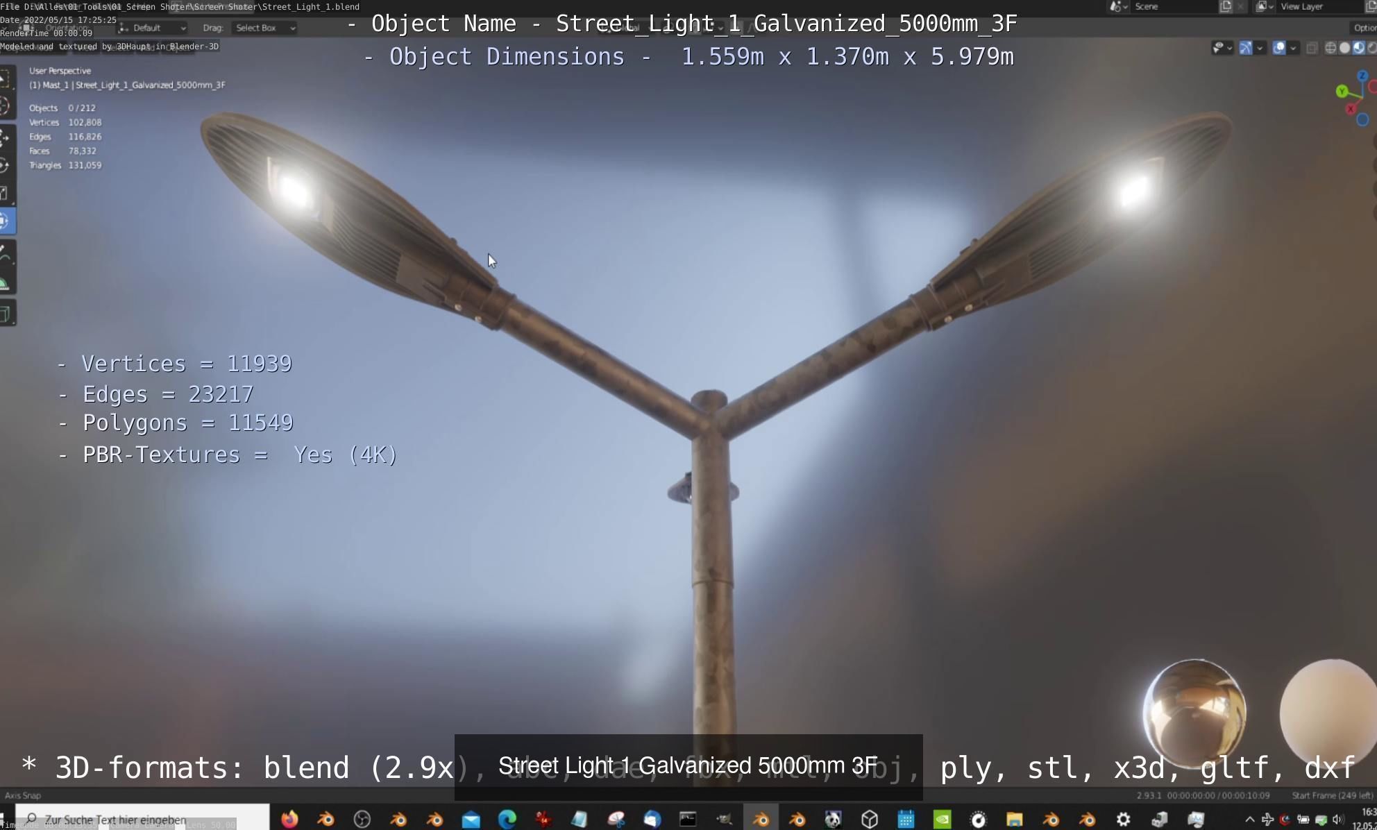 Street Light 1 2 3 Galvanized Package 3D Model Collection_97