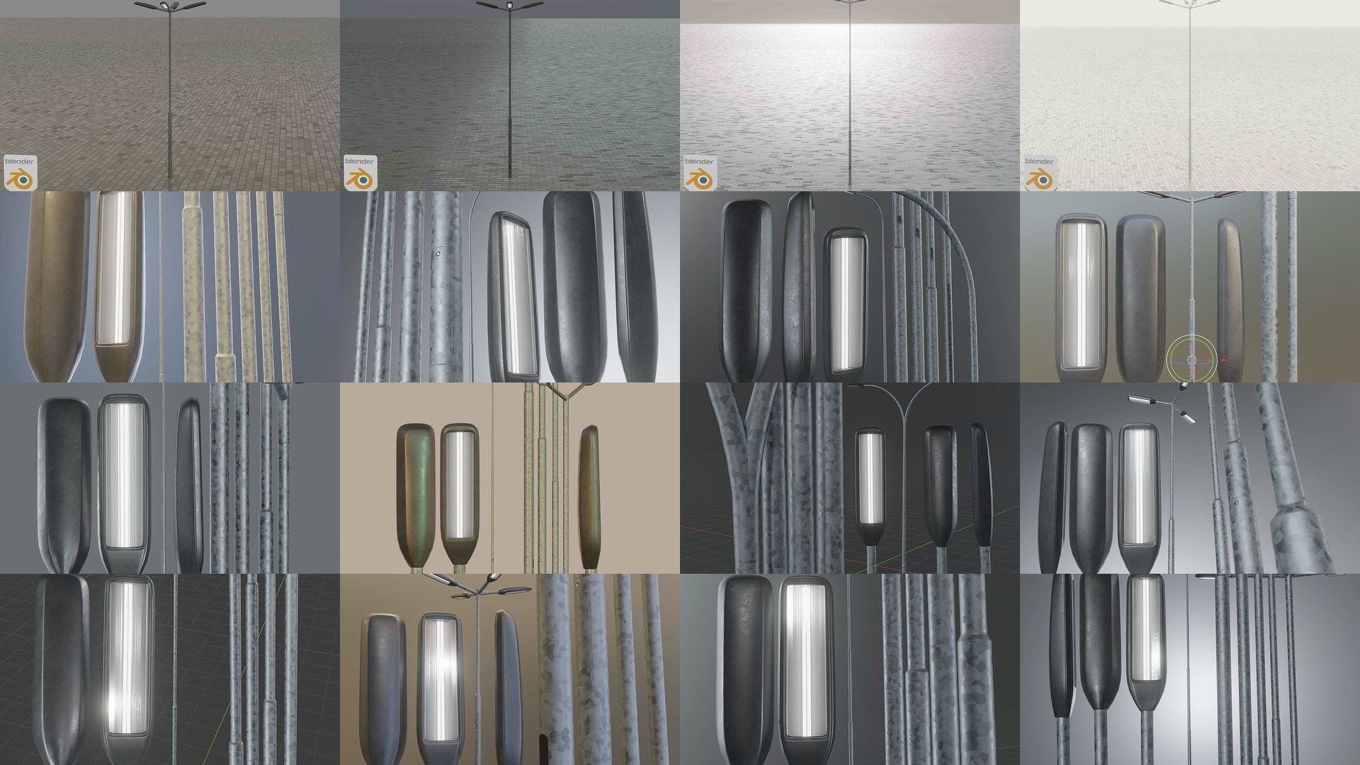 Street Light 1 2 3 Galvanized Package 3D Model Collection_82