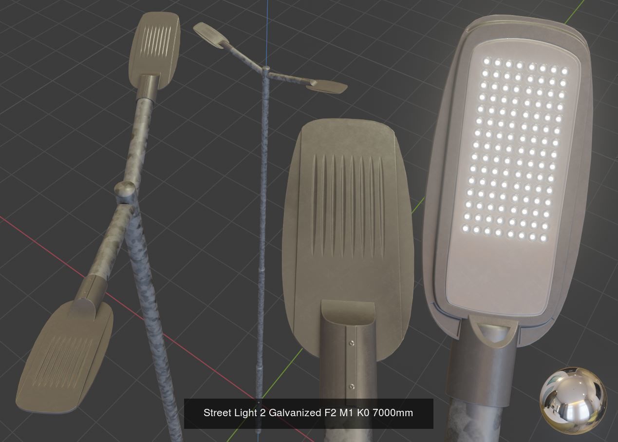 Street Light 1 2 3 Galvanized Package 3D Model Collection_137