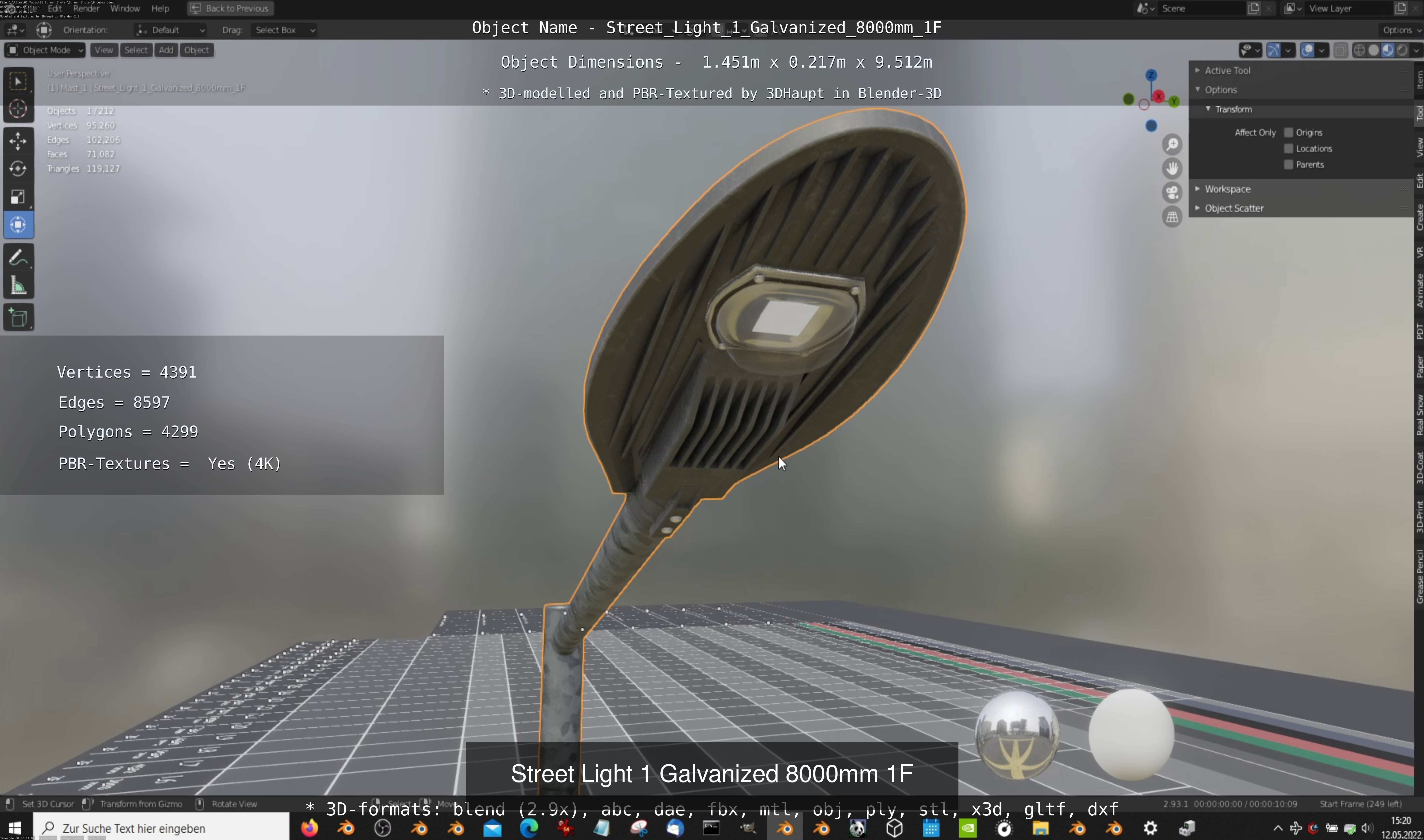 Street Light 1 2 3 Galvanized Package 3D Model Collection_81