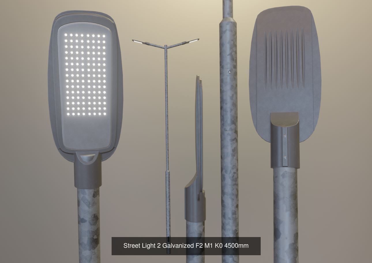 Street Light 1 2 3 Galvanized Package 3D Model Collection_134