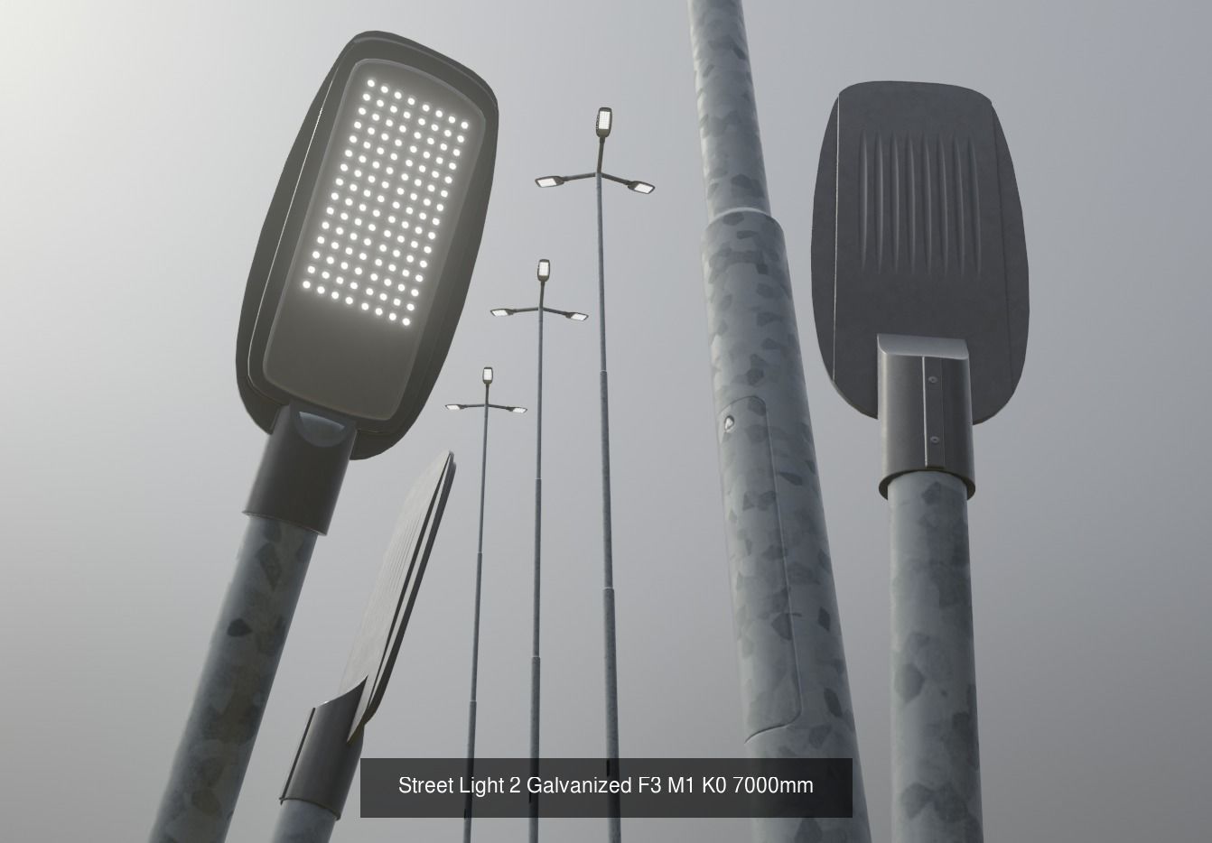 Street Light 1 2 3 Galvanized Package 3D Model Collection_150