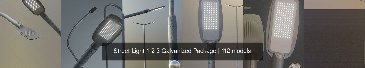 Street Light 1 2 3 Galvanized Package 3D Model Collection_57