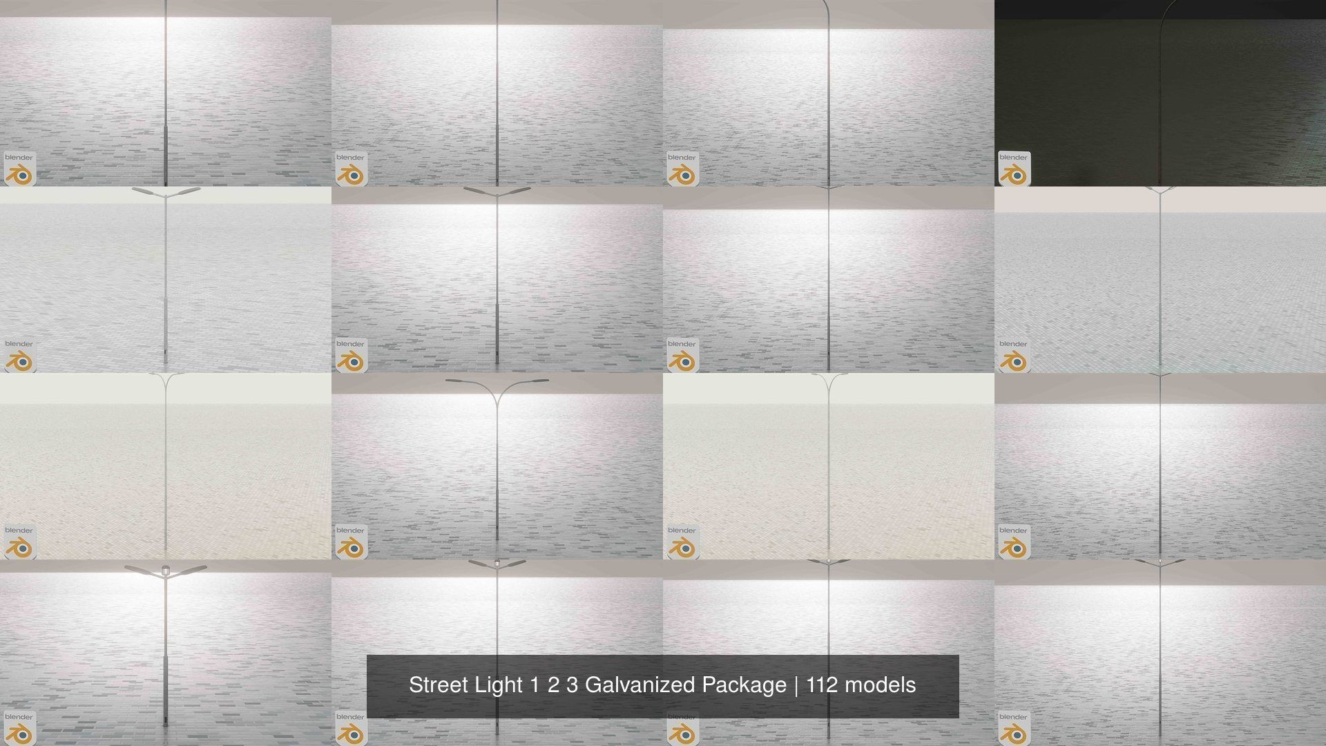 Street Light 1 2 3 Galvanized Package 3D Model Collection_80