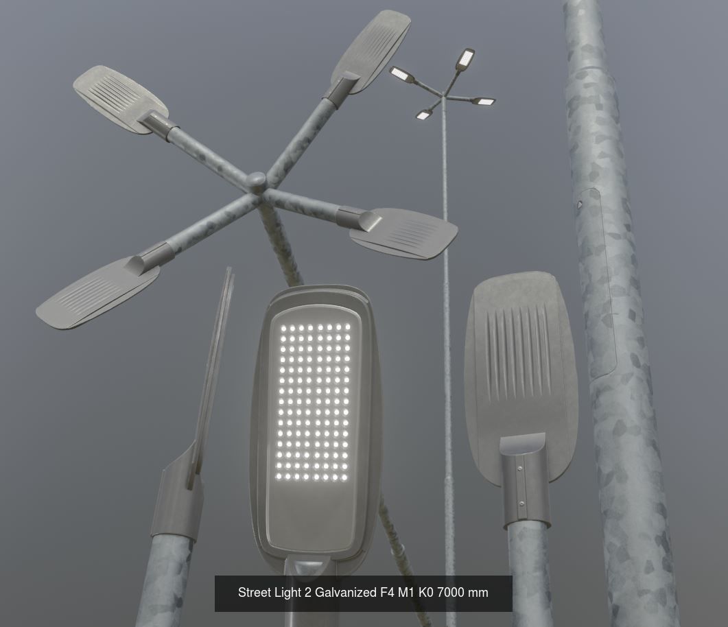 Street Light 1 2 3 Galvanized Package 3D Model Collection_153