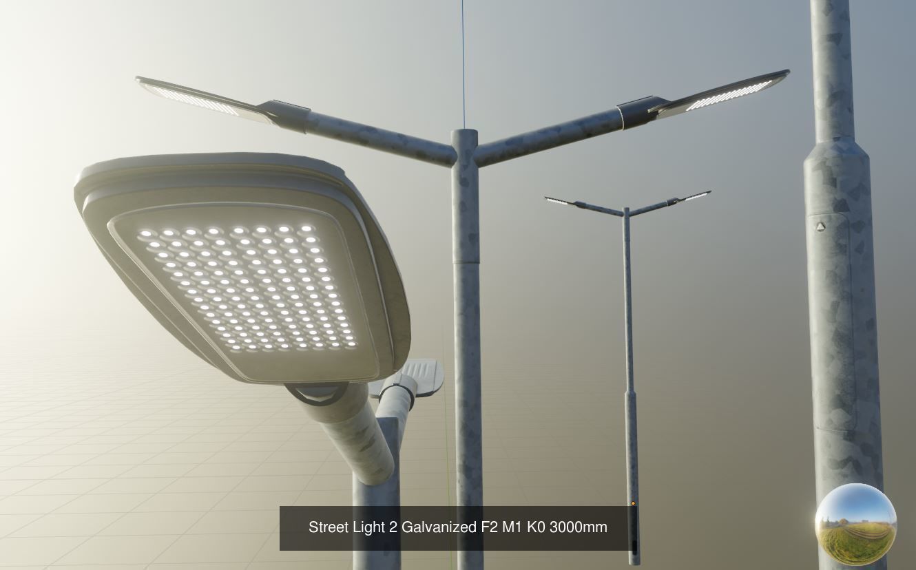 Street Light 1 2 3 Galvanized Package 3D Model Collection_133