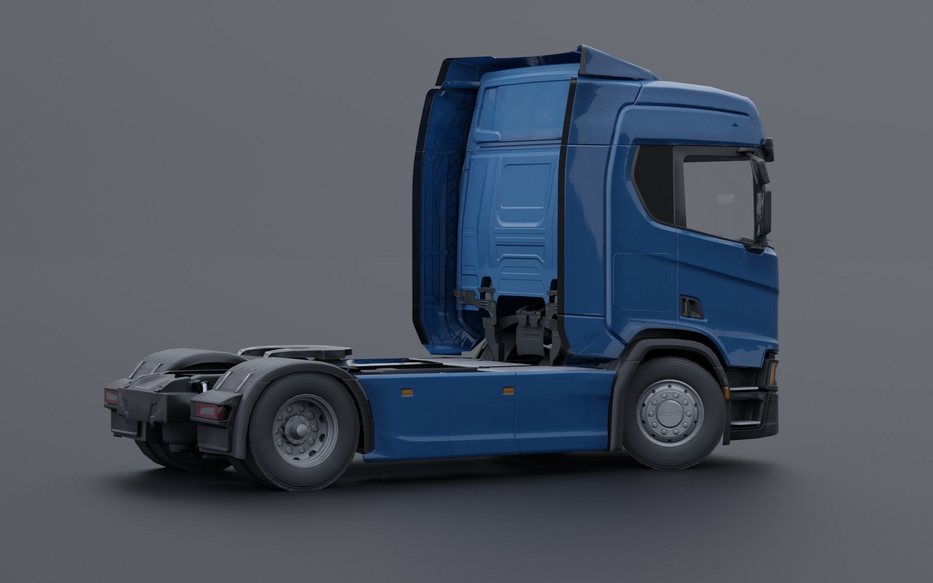 Generic truck with cargo trailer Low-poly 3D model_3