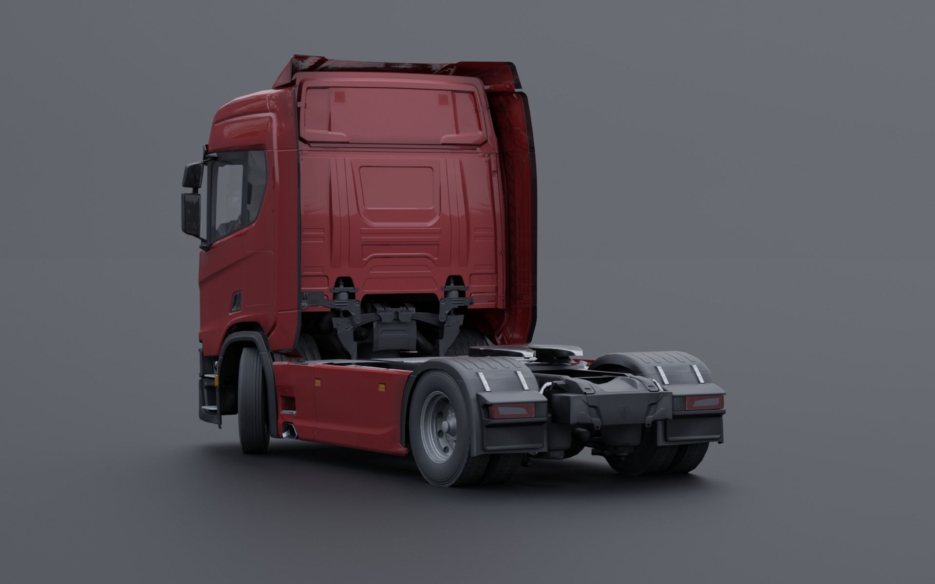 Generic truck with cargo trailer Low-poly 3D model_4