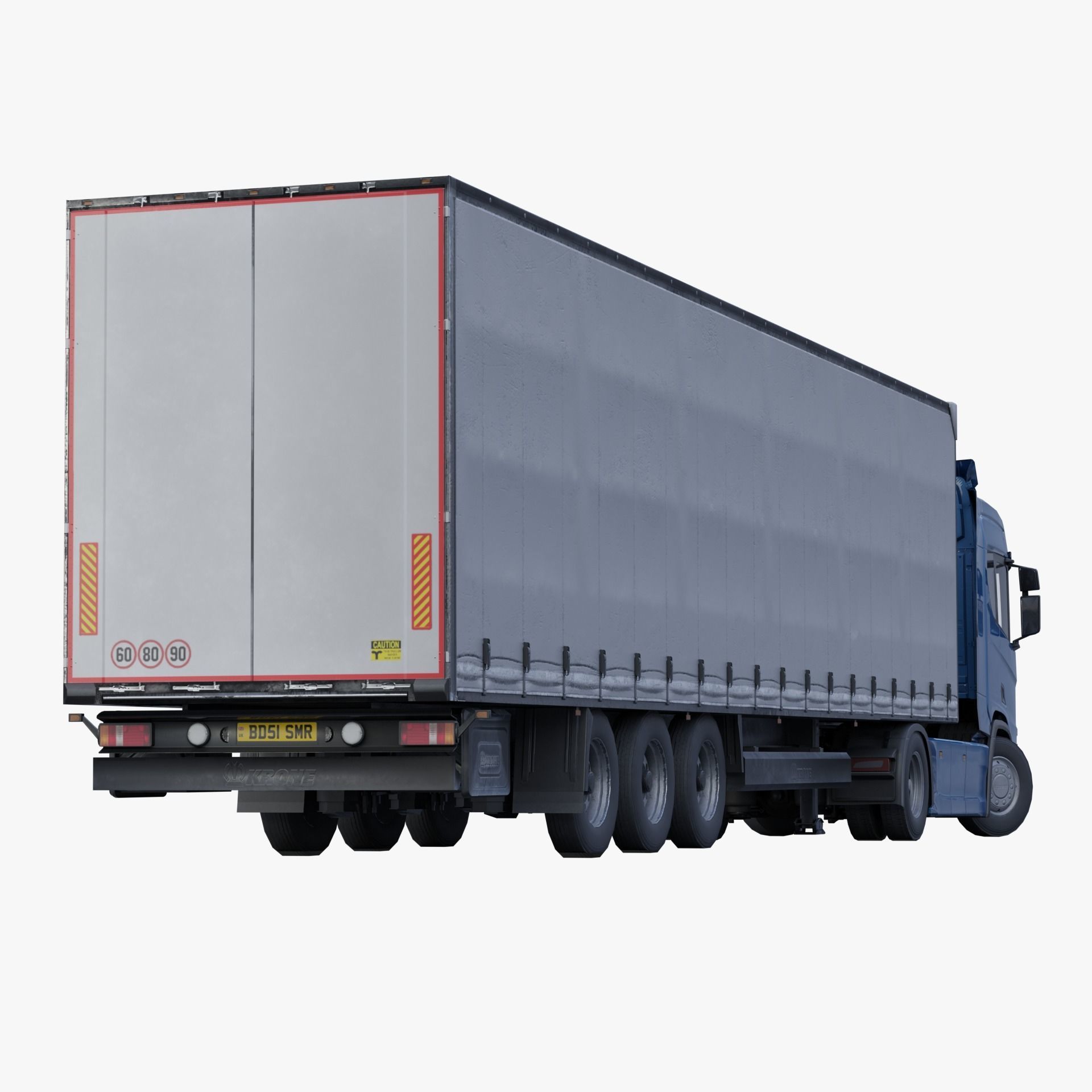 Generic truck with cargo trailer Low-poly 3D model_1