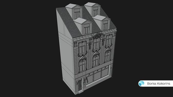 Old Riga Building 3D model Low-poly 3D model 5