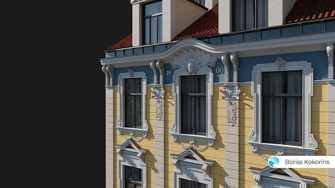 Old Riga Building 3D model Low-poly 3D model 4