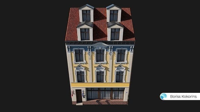 Old Riga Building 3D model Low-poly 3D model 2