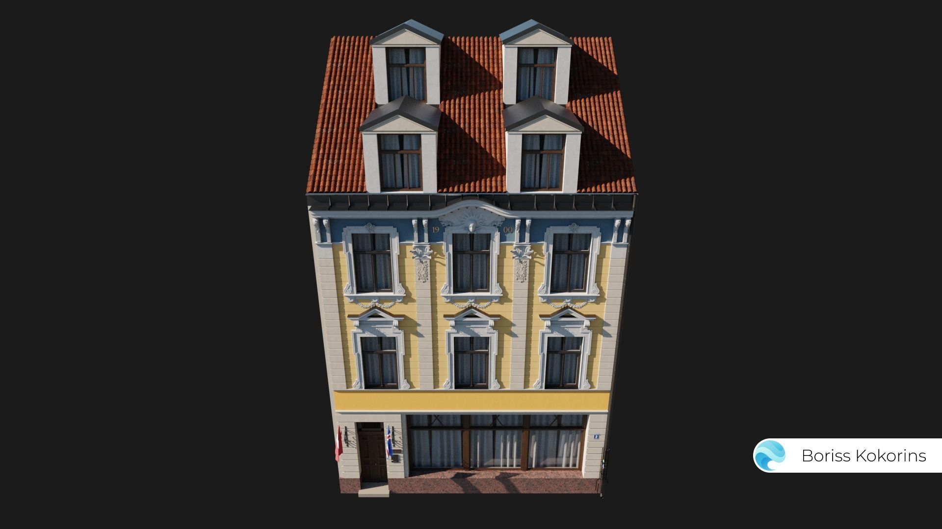 Old Riga Building 3D model Low-poly 3D model_1