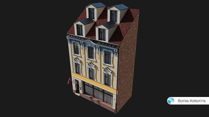 Old Riga Building 3D model Low-poly 3D model 3