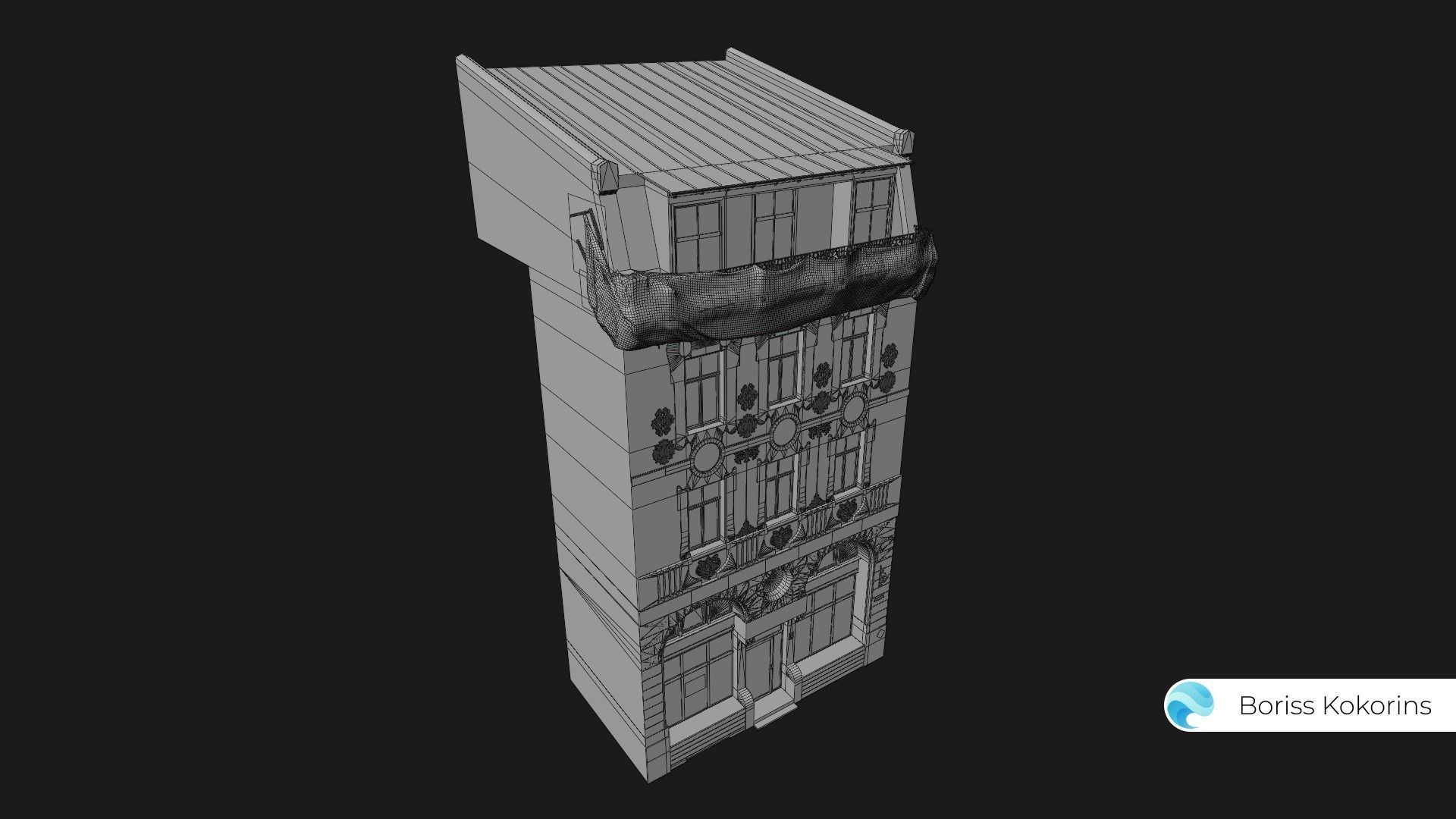 Old Riga Building 3D model Low-poly Low-poly 3D model_4