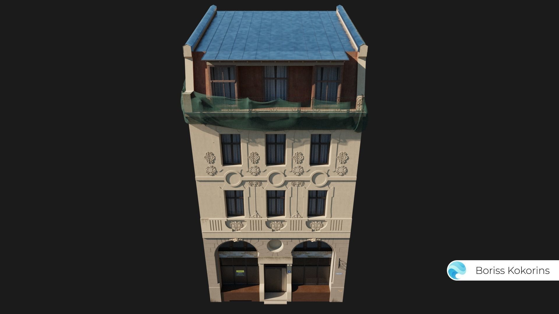 Old Riga Building 3D model Low-poly Low-poly 3D model_1