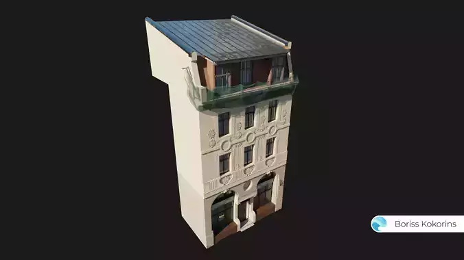 Old Riga Building 3D model Low-poly