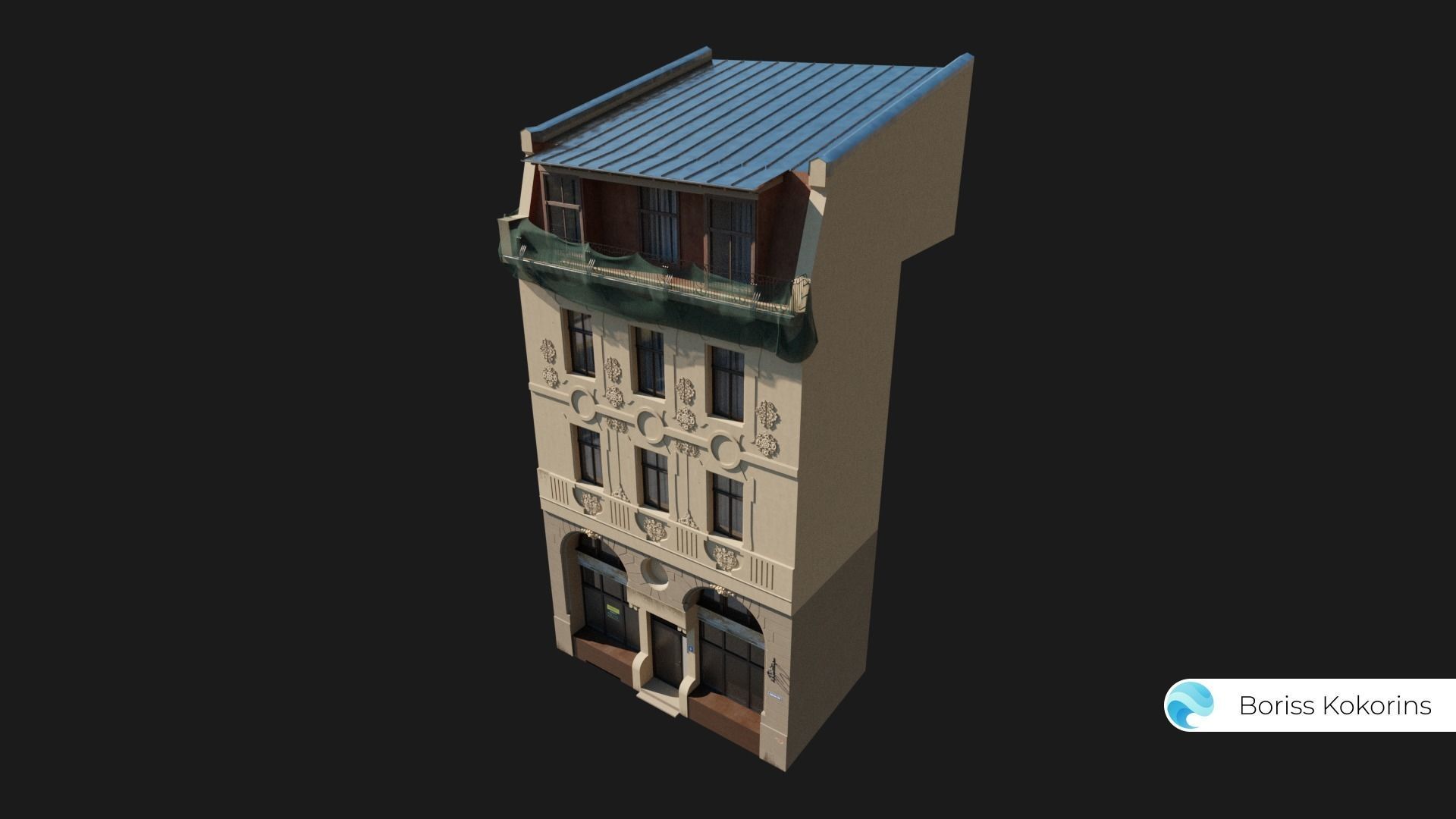 Old Riga Building 3D model Low-poly Low-poly 3D model_2