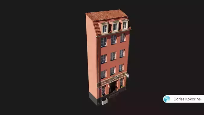 Old Riga Building 3D model Low-poly