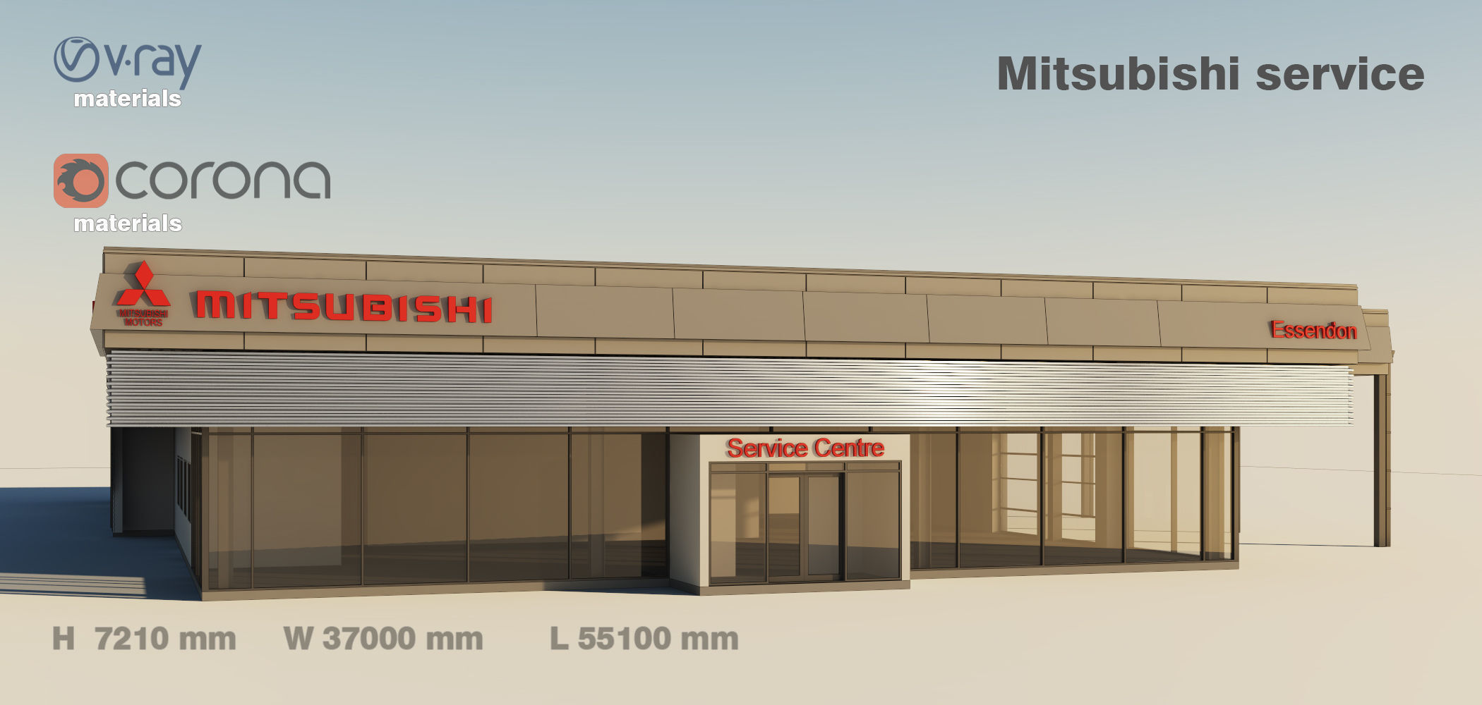 Office buildings Volkawagen Good Guys Mitsubishi 3D Model Collection_21