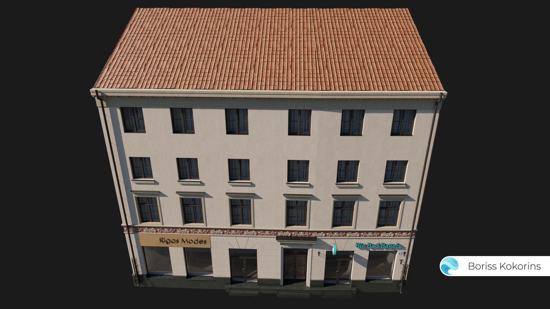Old Riga Building 3D model Low-poly 3D model Low-poly 3D model_1