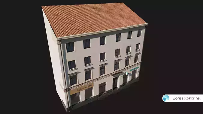 Old Riga Building 3D model Low-poly 3D model