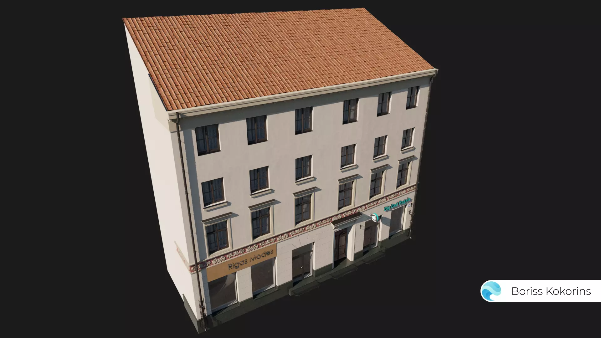 Old Riga Building 3D model Low-poly 3D model Low-poly 3D model_0
