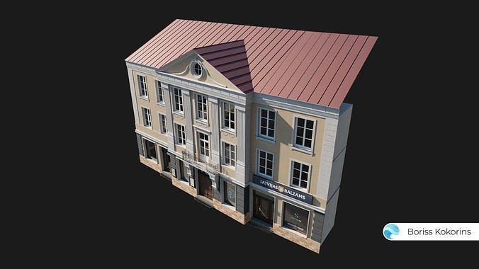 Old Riga Building 3D model Low-poly 3D model Low-poly 3D model 3