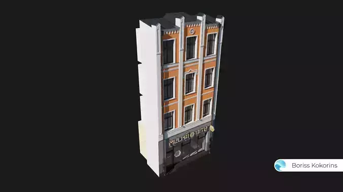 Old Riga Building 3D model Low-poly 3D model