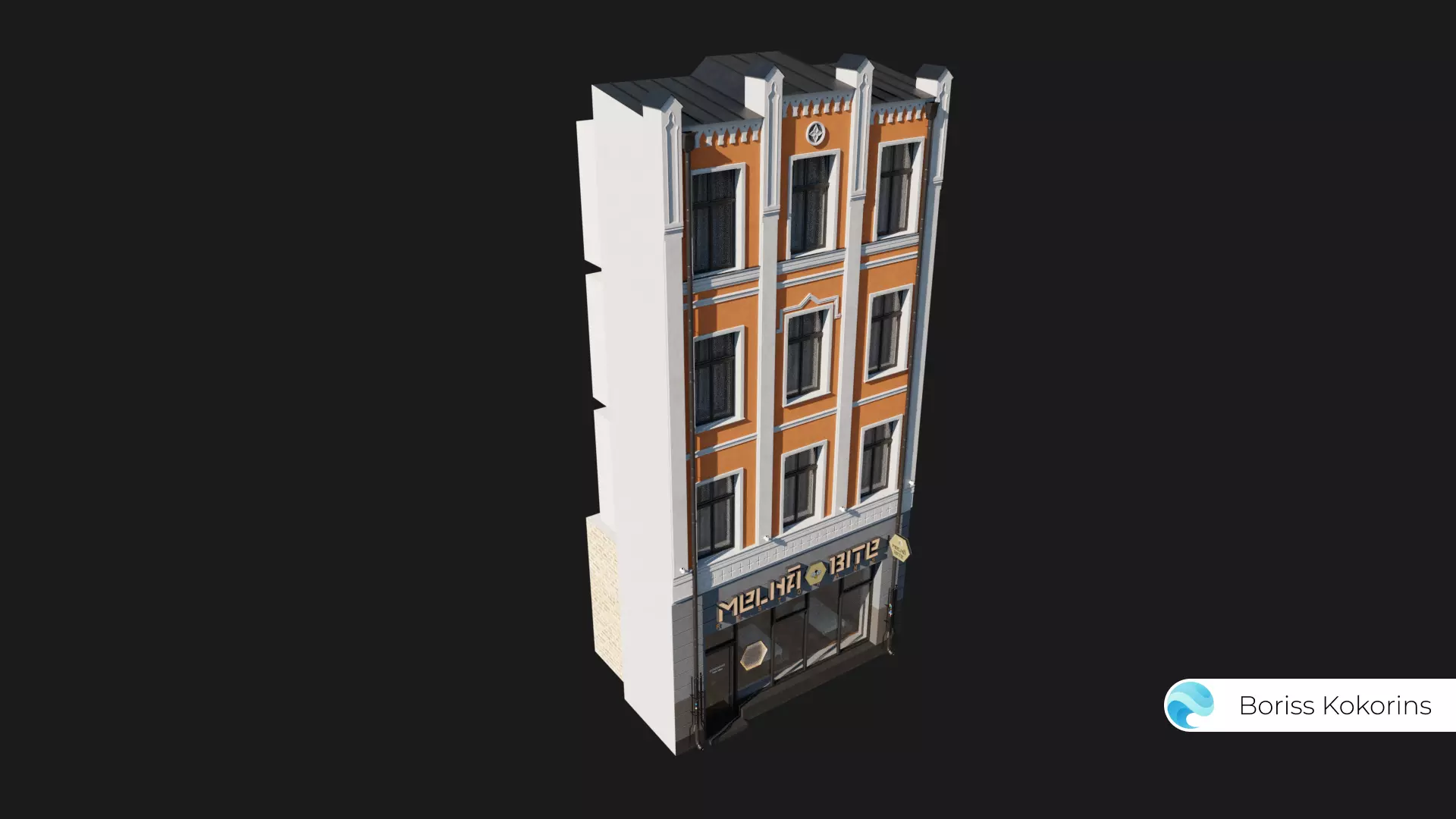Old Riga Building 3D model Low-poly 3D model Low-poly 3D model_0