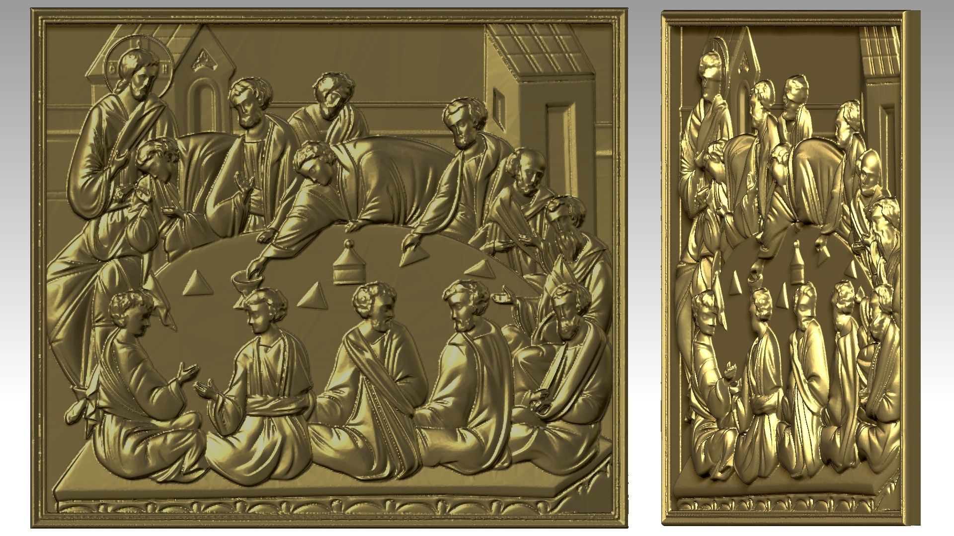 The Last Supper - Jesus Christ with Apostles Bas-Relief 3D print model_5